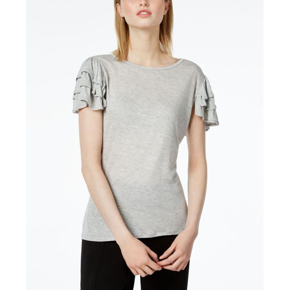 Bar III Ruffled Short Sleeve Top